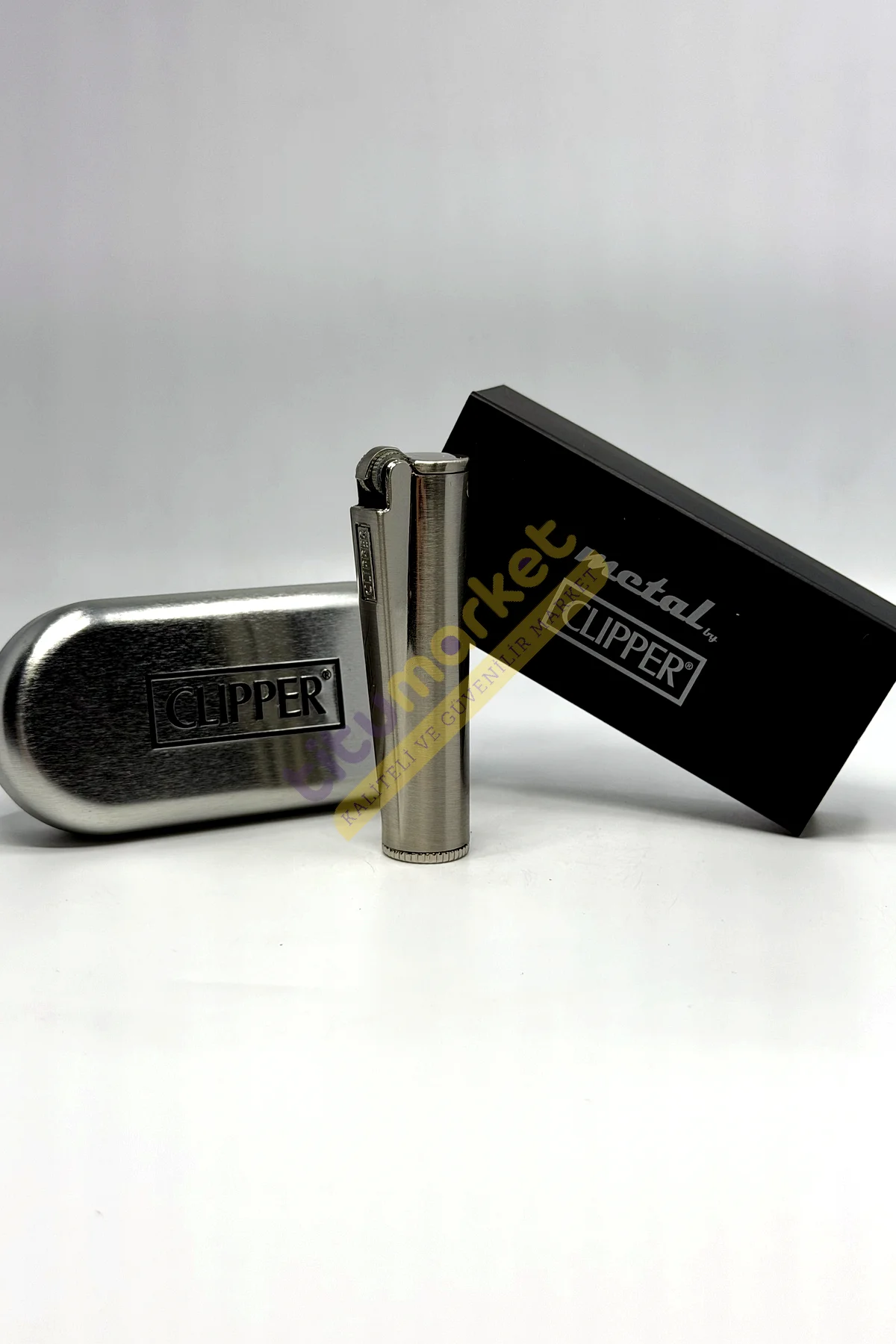Clipper Kişiye Özel İsimli Benzinli Gümüş Mat Full Metal Çakmak