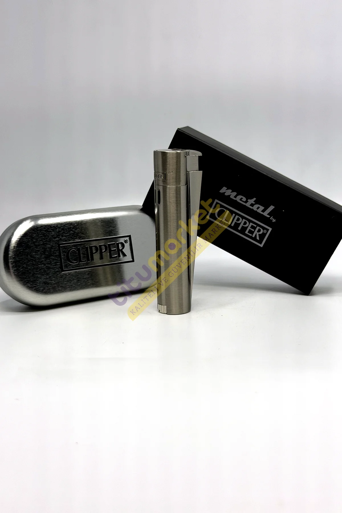 Clipper Kişiye Özel İsimli Jet Turbo Model Gümüş Mat Metal Çakmak
