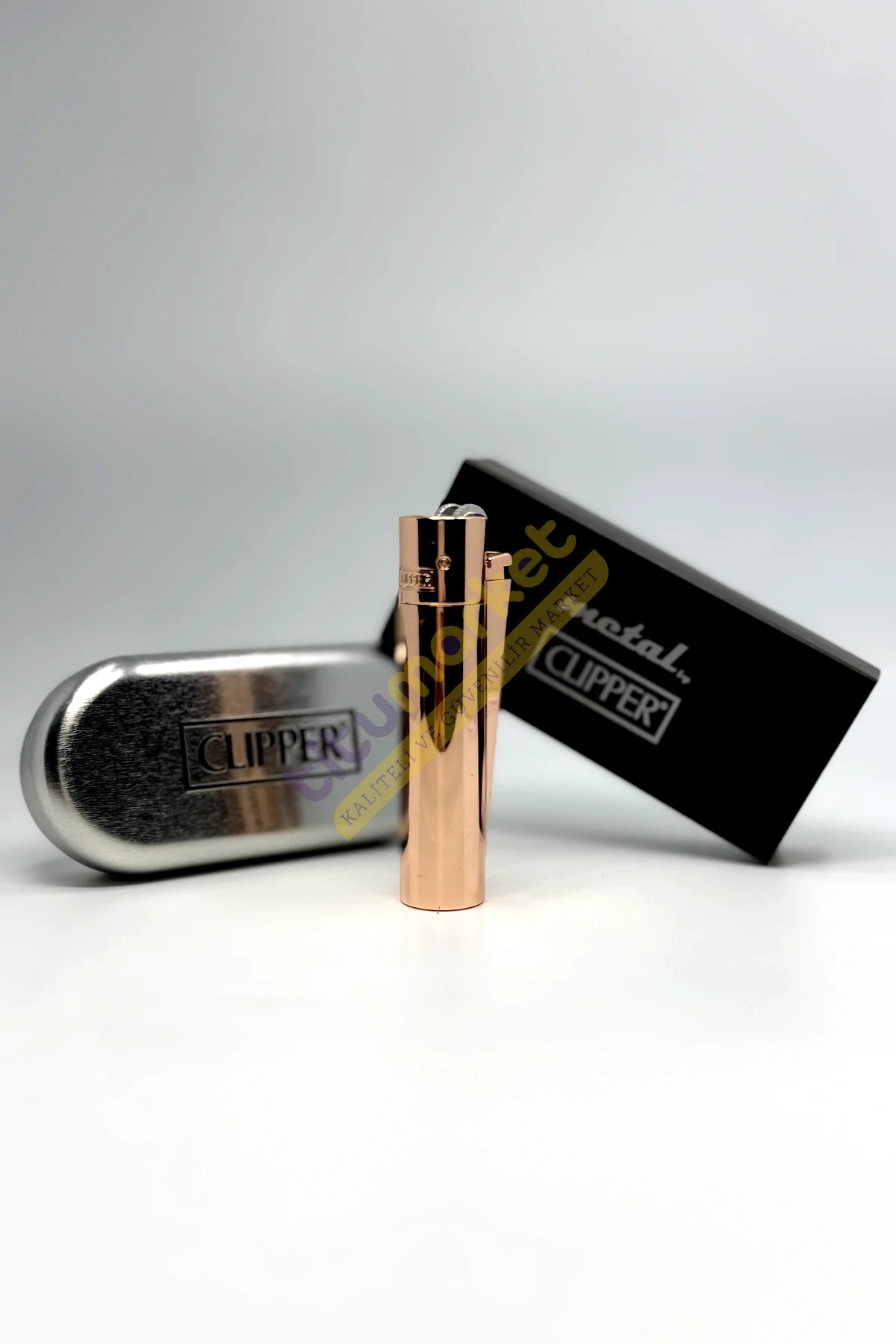Clipper Kişiye Özel İsimli Rose Renk Full Metal Taşlı Çakmak