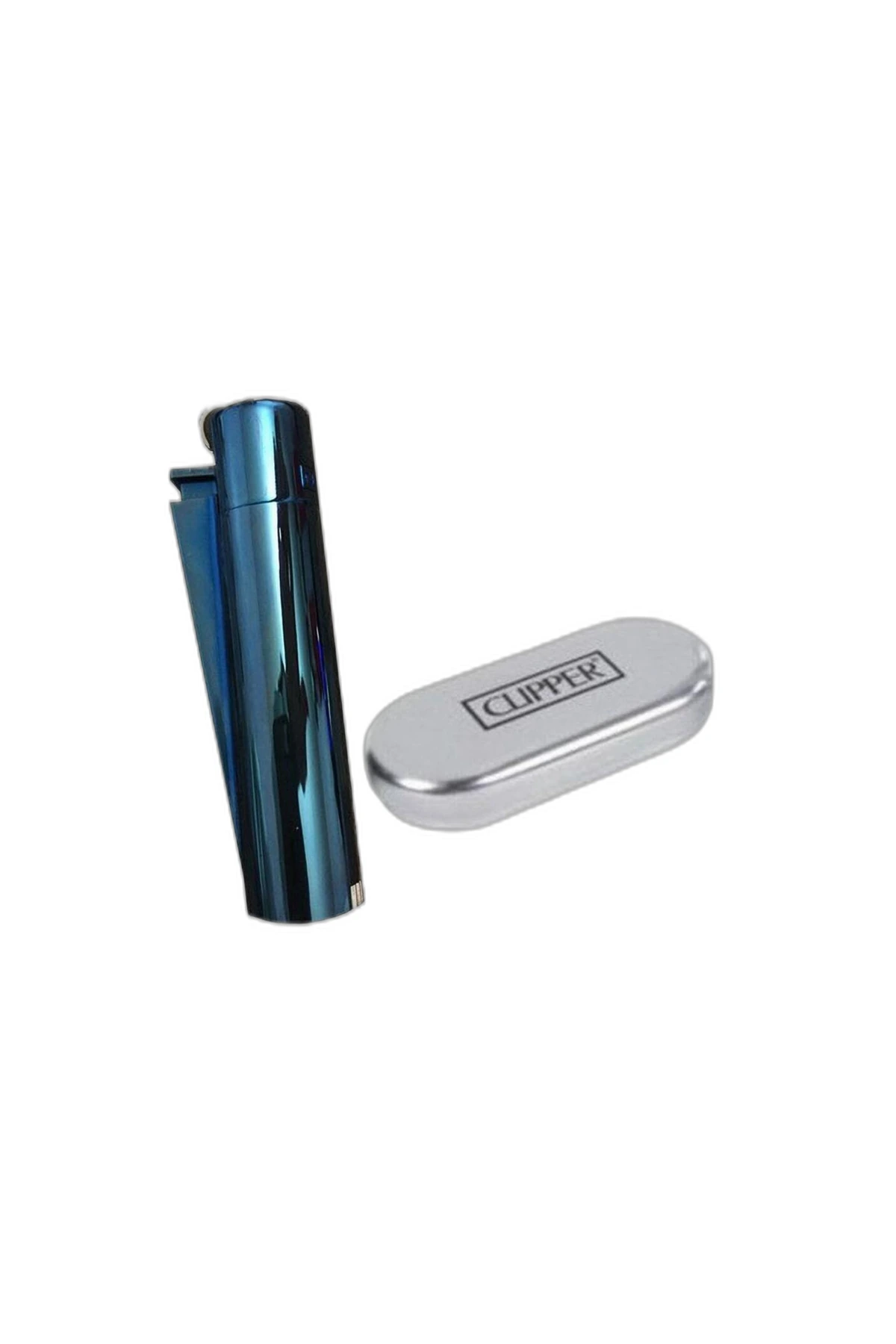 Clipper Kişiye Özel İsimli Deep Blue Renk Full Metal Taşlı Çakmak